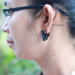 Skull push earrings , Anting tanduk hitam dengan post tanduk, sangat aman dan organic, hand carved